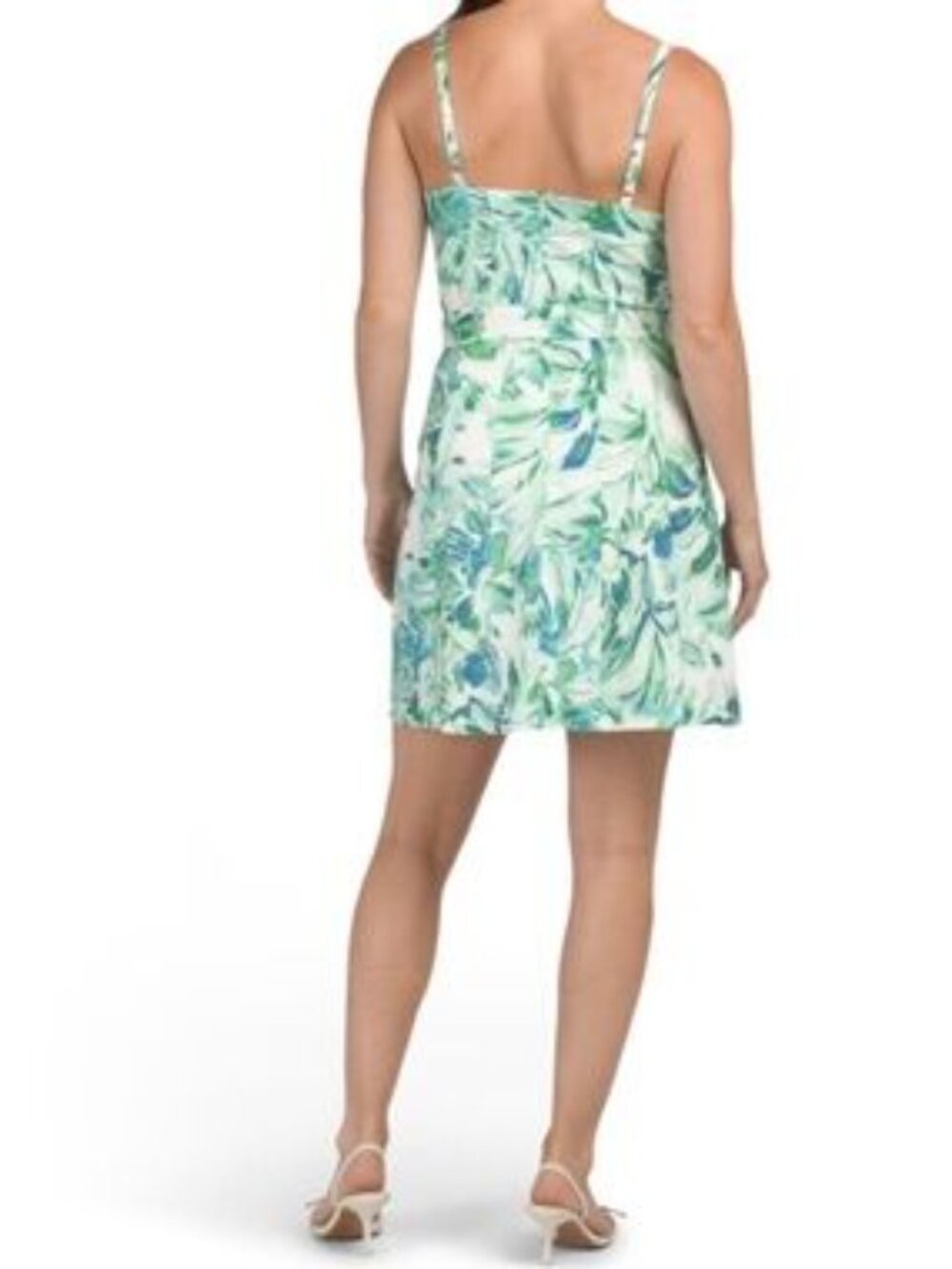 Rachel Rachel Roy Tropical Leaf Print Spaghetti Strap Dress in Green - Picture 2 of 2